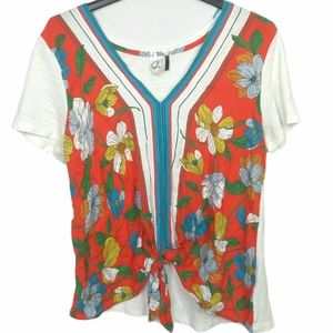 Anthropologie Akemi + Kin Floral Tie Front Top